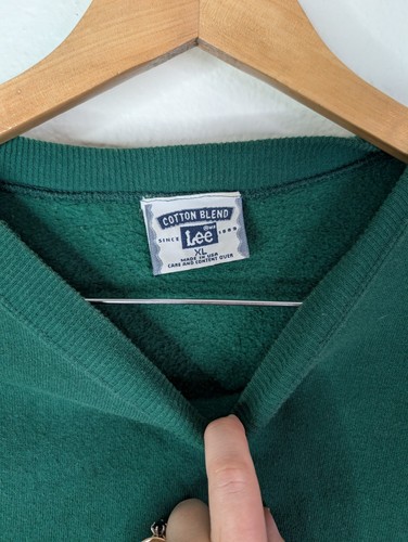 Vintage 90's Made in USA Lee Heavyweight Crewneck Sweatshirt Green Size XL (224) - Picture 3 of 6