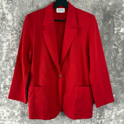 Cristin Stevens Petite Size SP Career Notched Single Button Blazer Jacket Red - Picture 1 of 9