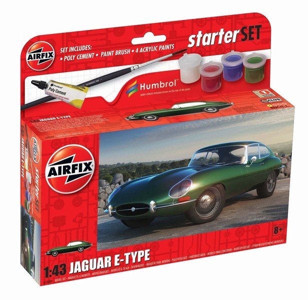 Brand New Boxed Airfix A55009 1:43rd Scale Jaguar E-Type Starter Set.