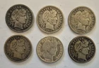 6 Six Circulated Vintage Barber Silver Dimes from year 1911 exact coins pictured