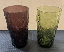 2 Seneca Driftwood Crinkle Amethyst / Green 5.75” Ice Tea Tumblers Morgantown