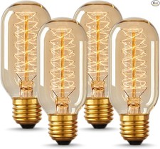Vintage Light Bulbs 40 Watt, T45, 110-130 Volts, E26/E27 Base 2700k Amber White