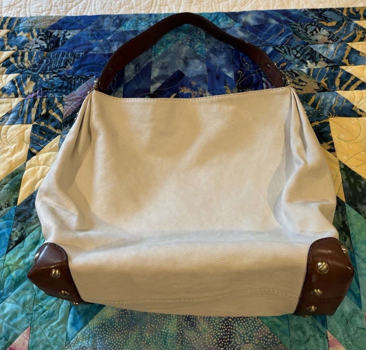 Michael Kors Women's Hobo Bag Joplin Large Soft Leather White PebbleGold Hinge