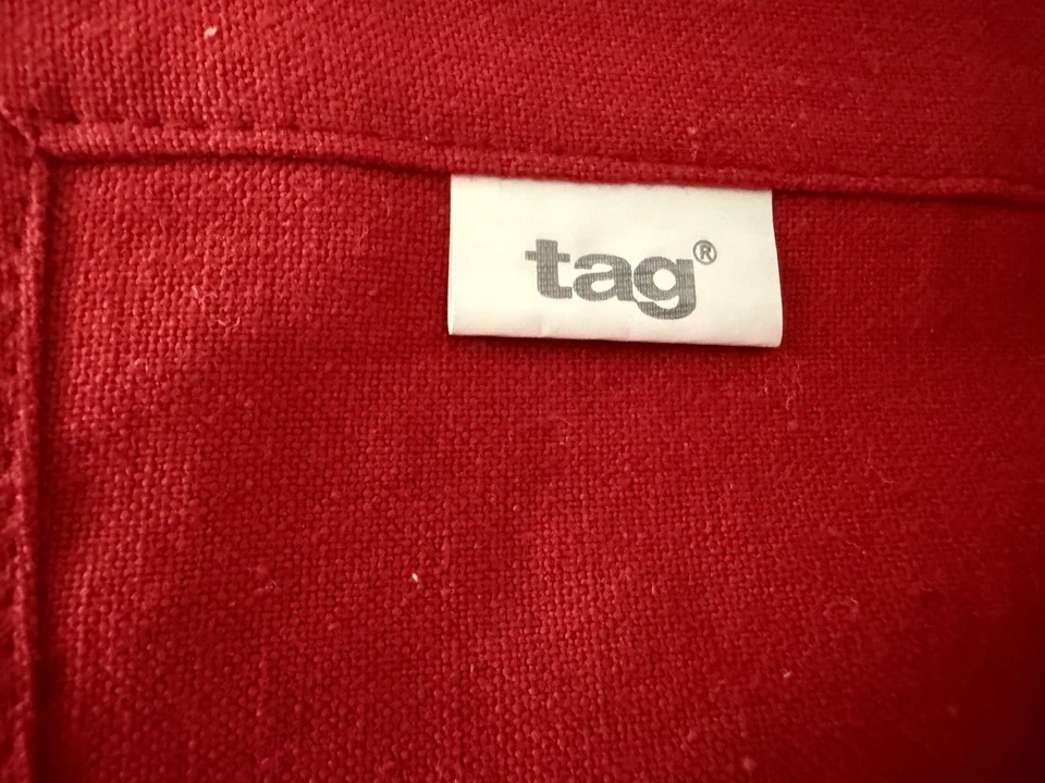 4 Christmas Napkins Embroidered Red Swiss & White Ric Rac Cotton Poplin - Image 3 of 3