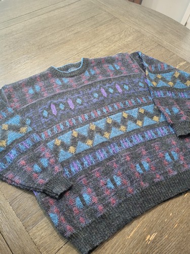 Vintage Block Boulevard Abstract Knit Crewneck Mens Sz 2XL XXL Geometric Sweater - Picture 3 of 7