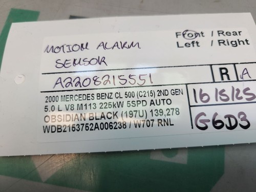 C215 MERCEDES CL 500 Motion Sensor  A2208215551 - Picture 18 of 22