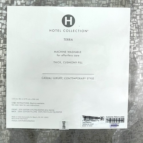 Hotel Collection Terra KING Comforter Gray $550 - Picture 5 of 6