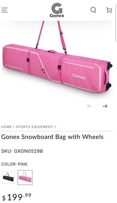 Gonex Snowboard Bag Wheels Adjustable Padded Pink GXGN0529B Fits 76 Inch Board