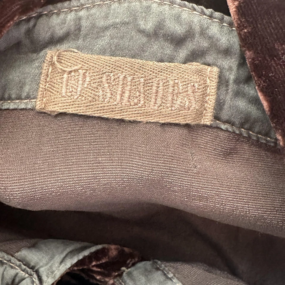 Camisa CP Shades Mujer Pequeña Terciopelo Aplastado Mezcla Seda Abotonada Manga Larga EE. UU. Foto 3 de 4