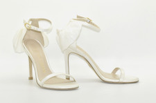 A7 Auth STUART WEITZMAN Nudist Satin W/Bow Ankle Strap Hi Heel Sandals Size 5