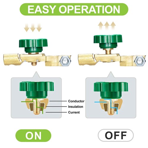 Car Battery Quick Terminals Disconnect Boat Top Post Cut-off Switch Master Kill - Foto 6 di 11