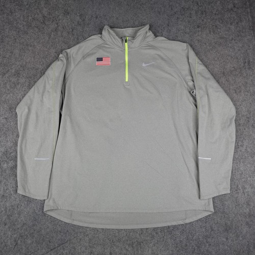 Camisa del Equipo Olímpico de Estados Unidos Para Hombres 2XL Gris Nike Dri Fit Cuarto Cremallera Pullover - Imagen 1 de 12