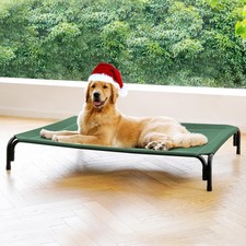 Elevated Dog Bed Outdoor Cooling Raised Cot for Large Dogs, Green 43.3in