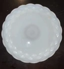 Vintage ANCHOR HOCKING Colonial Scalloped Quilted Diamond Milk Glass Platter