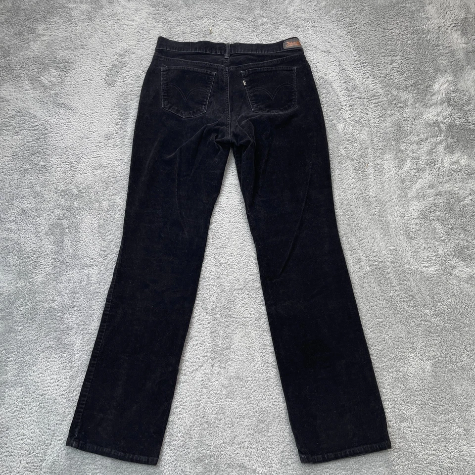 Pantalones Levis Para Mujer Medianos Negros Formadores Bootcut Pierna Pana Clásicos Informales Foto 3 de 4