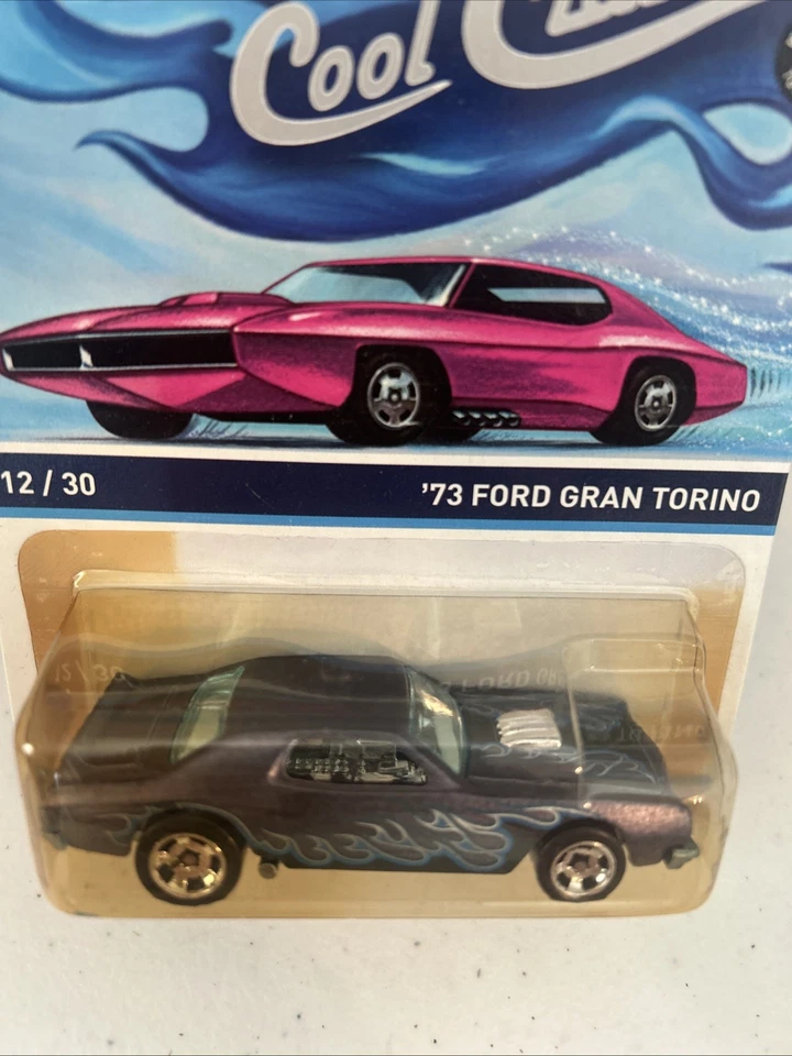 Ford Gran Torino Blue Flames 12/30 Spectrafrost Hot Wheels Cool Classics '73  Foto 4 de 4
