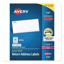Avery 5167 0.5 x 1.75 Easy Peel Address Labels - White (80/SHT, 100 SHT/BX) New