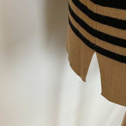 Eileen Fisher Size XL Tan Black Stripe Tencel Silk Knit Pullover Long Sleeve - Picture 3 of 6