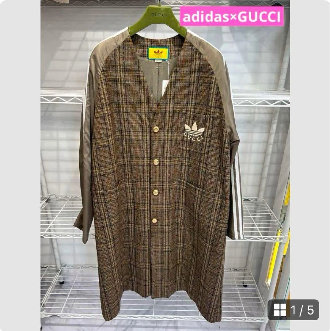 Cappotto lungo Adidas Gucci check 44