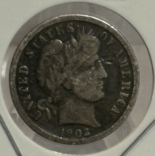 Barber Dime von 1902, 90% Silber, sehr guter Zustand, schöne Erhaltung! 🔥 - Bild 2 von 4