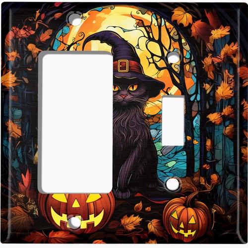 Metall Lichtschalter Steckdose Abdeckung Wandplatte Halloween schwarze Katze Kürbisse HWN114 - Bild 32 von 35