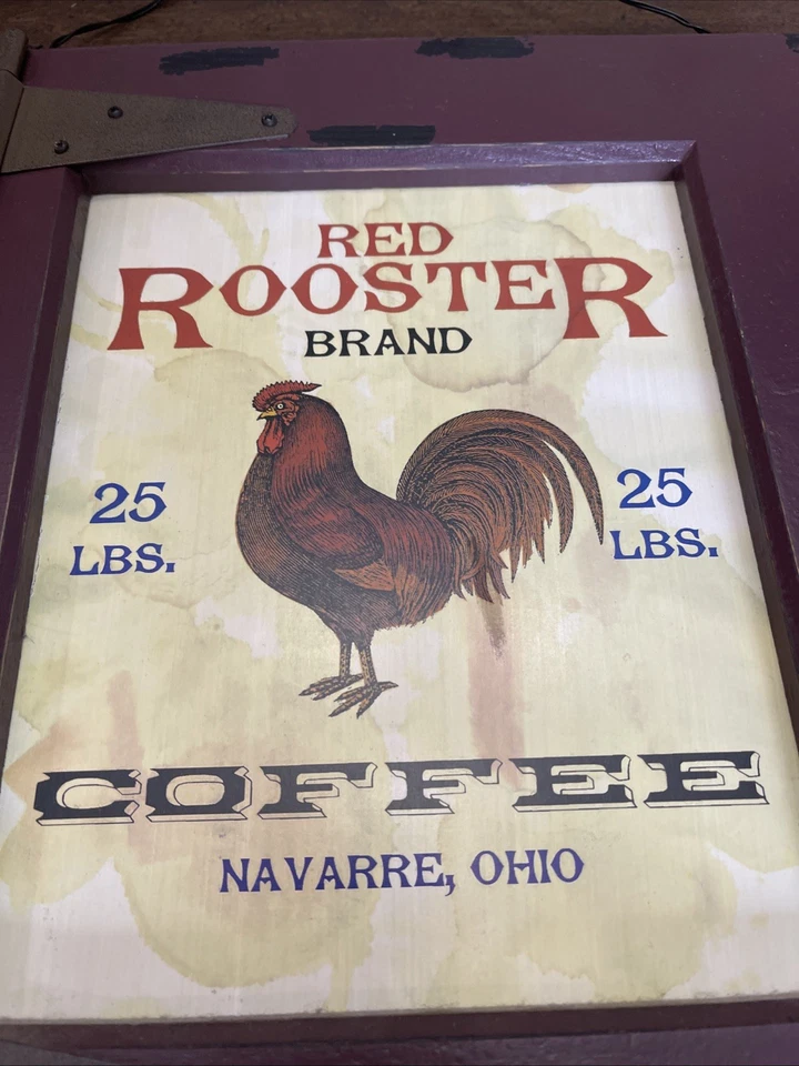 Red Rooster Brand Coffee Framed Print Rustic Wall Hanging - Image 2 of 4