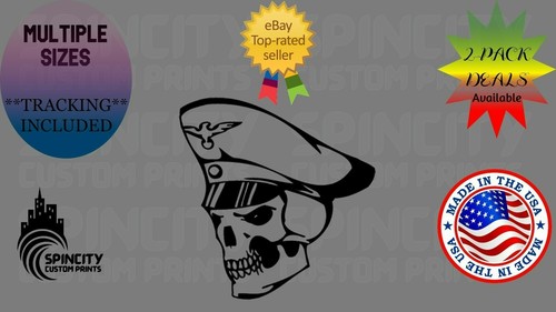 SKELETON PILOT Hat Car Window Vinyl Decal Large Bumper Sticker Multiple Sizes - Bild 1 von 10