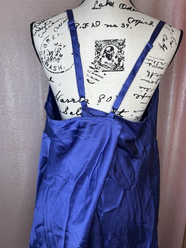 Cacique Purple blue deep v neck Sexy Mini Slip Dress Lingerie 26/28 Chemise - Picture 4 of 10