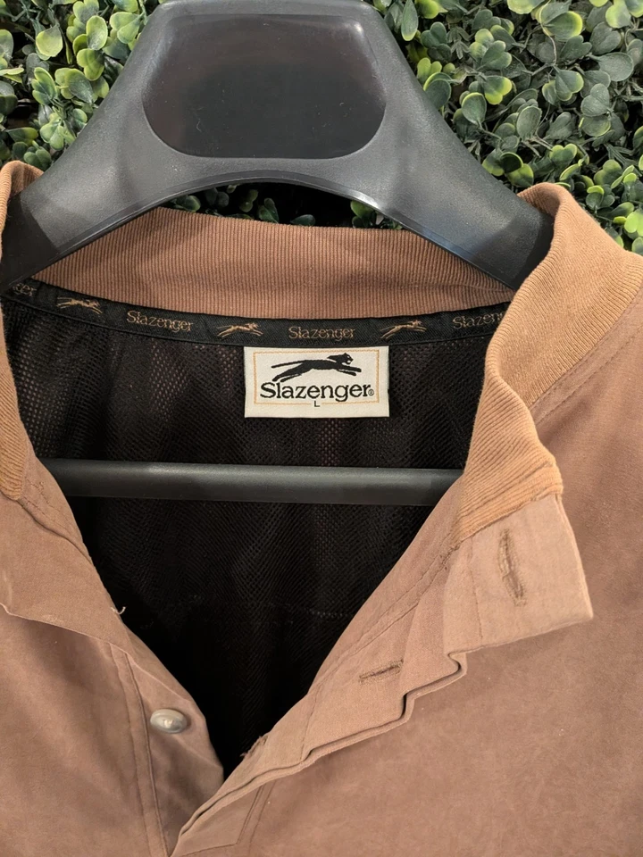 Chaqueta Pullover Vintage Slazenger Marrón Popover Años 90 Estilo Rompevientos Foto 2 de 4