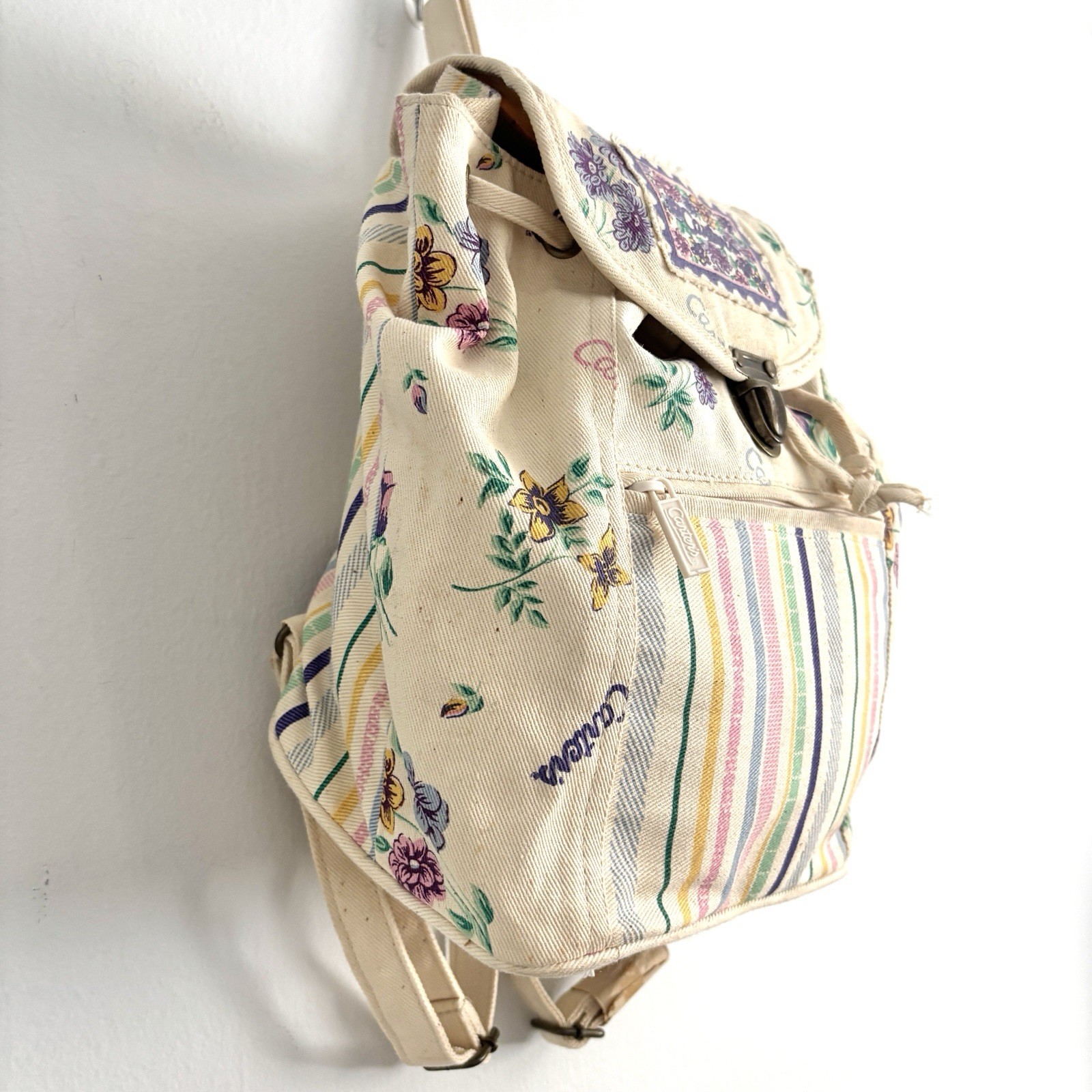 Carter’s Vintage Canvas Drawstring Backpack Cream… - image 5