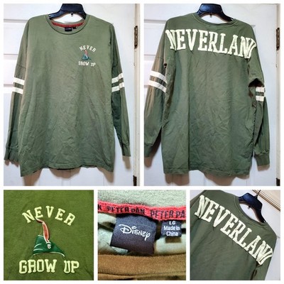 Disney Spirit Jersey Mens Large Green Peter Pan Neverland Never Grow Up 3D Shirt