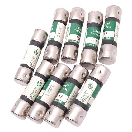 Lote de 9 fusibles Littelfuse FLM005 Midget Time-Delay, 5A, 250 VAC Max, clase CC - Imagen 1 de 3