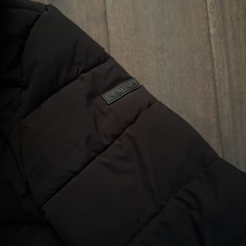 Nautica schwarze gefütterte Maxi-Jacke mit Kapuze Wintermantel volle Länge M - Bild 7 von 9