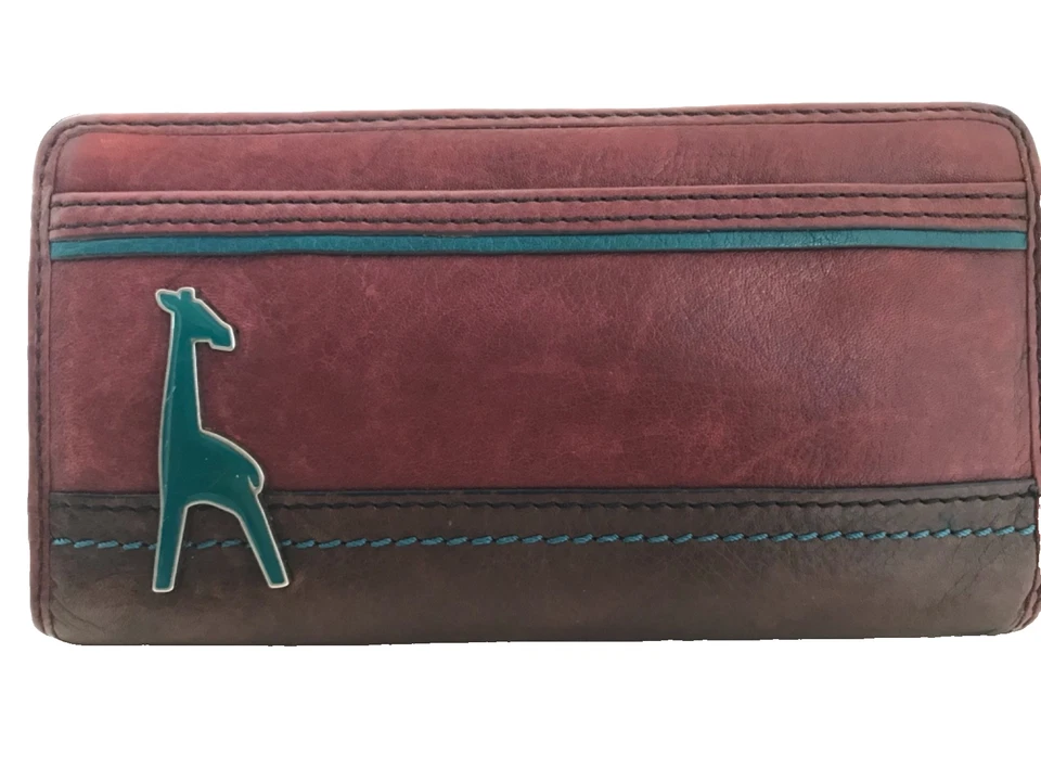 Cartera Bolso sin asas de cuero óxido fósil con cremallera alrededor con billete plegable jirafa Foto 3 de 4