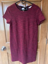NWT LOFT Women’s Size 6 Dress Red Knit, Short Sleeve, Back Zip, Tie with Pockets