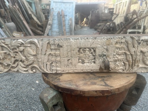1700's Ancient Old Wooden Carved Floral Beautiful Wall Panel - Picture 2 of 6