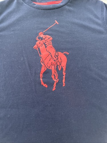 Polo Ralph Lauren Performance Boys Big Pony Logo Navy Short Sleeve T-Shirt Sz 7 - Picture 2 of 9