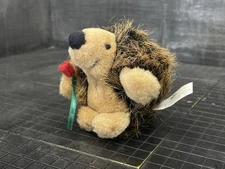 Russ Harold Hedgehog 3" Mini Plush Brown Stuffed Animal With Flower Rose