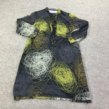 Lavender Label Vera Wang Dress Womens 8 Black Yellow Gray Silk Sheer Long Sleeve