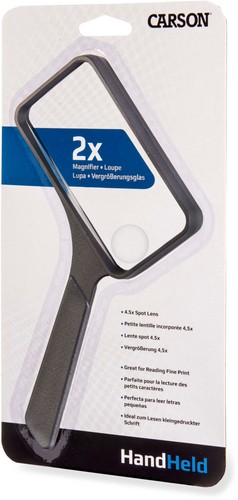 Carson 2x Rectangular Handheld Magnifier w/4.5x Spot Lens, Black, Small, SV-XP - Picture 4 of 5