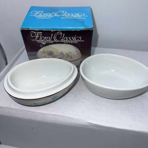 Vintage Mount Clemons Pottery Porcelain Egg Trinket Dish Ring Box Floral Japan - Picture 5 of 14