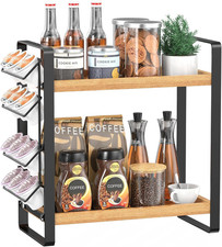 Coffee Station Organizer for Counter,Condiment Storage Caddy for Kitchen,2 Tier