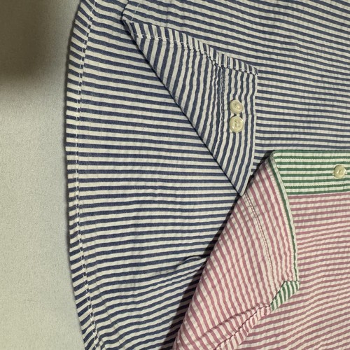 Polo Ralph Lauren Button Up Shirt Boys 4T Blue Green pink Seersucker - Picture 10 of 13