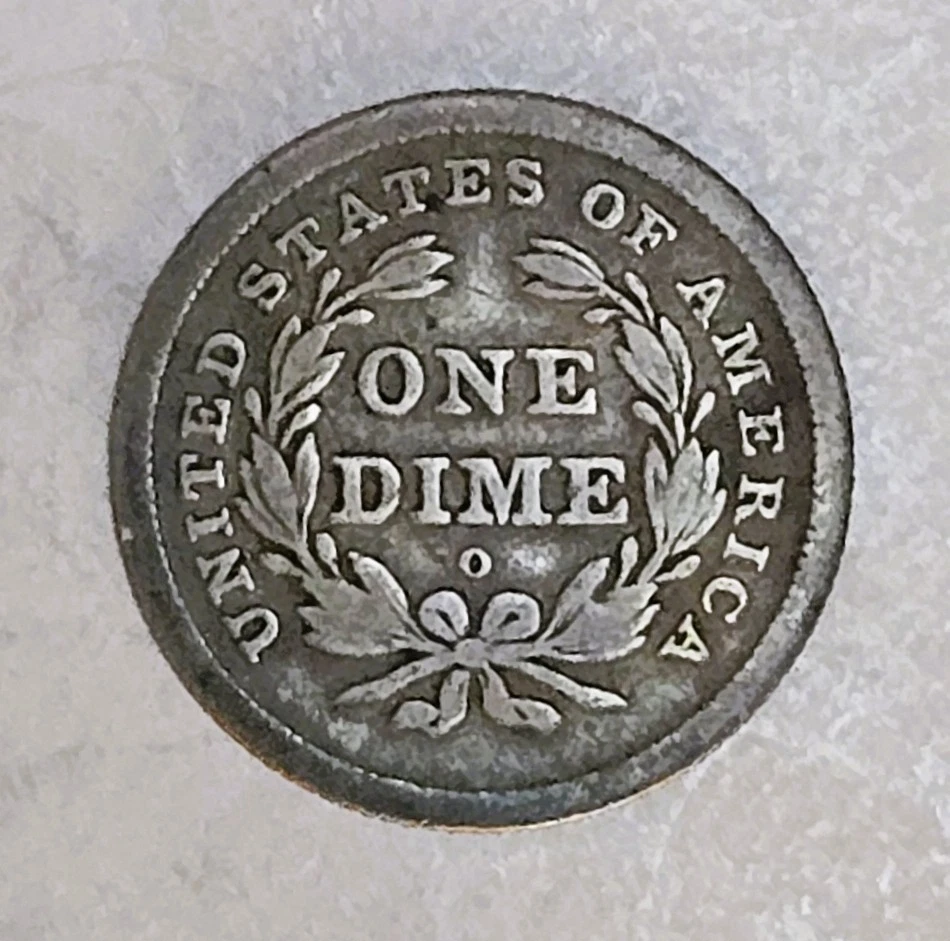 Moneda de diez centavos libertad sentada 1840-O - FECHA CLAVE RARA - Sin cortinas - ¡Muy buen estado! Foto 2 de 4
