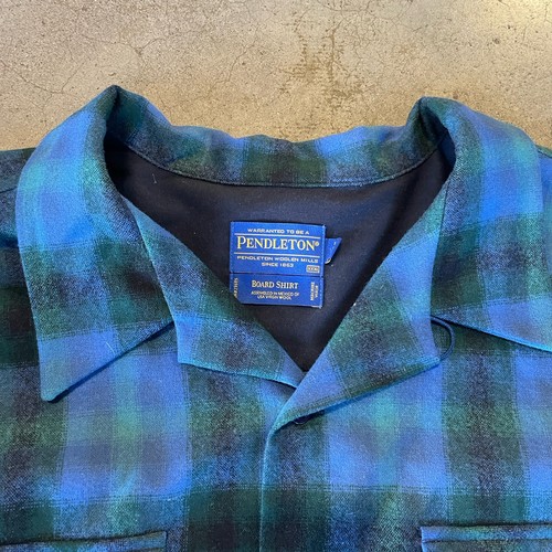 Pendleton Shirt Mens 3XLT Tall Blue Green Loop Collar Board Shadow Plaid Wool - Picture 5 of 7