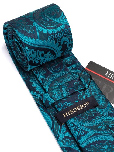 Men's Paisley Tie and Pocket Square Woven Classic Floral Handkerchief Set - Picture 4 of 7