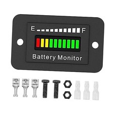 12V 24V 36V 48V 60V 72V Battery Monitor Meter, Waterproof LED Battery Capacity
