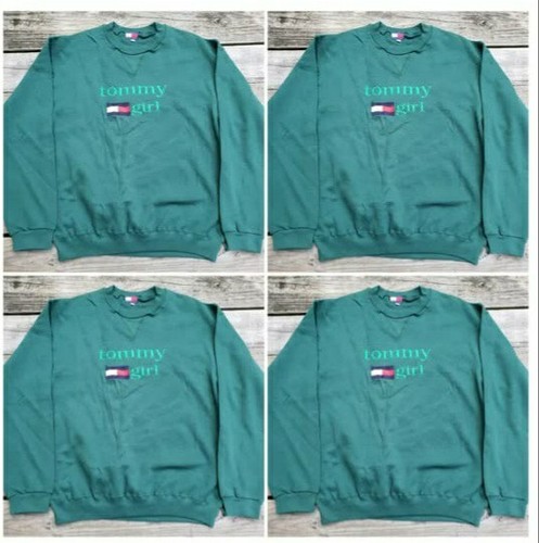 TOMMY GIRL LOGO VINTAGE DEADSTOCK GREEN LONG SLEEVES SWEATSHIRT M/XL - 22X29