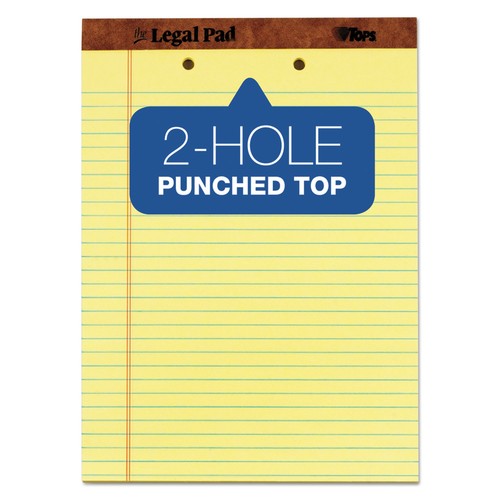 TOPS The Legal Pad Ruled Perf Pad Legal/Wide 8 1/2 x 11 3/4 Canary 50 Sheets - Picture 4 of 6