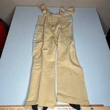 Vintage 70s White Stag Beige Ski Bib Pants Metal Suspenders Snow Pants Retro